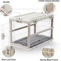 ZOMISIA Collapsible Dog Crate with Bed Mat, 36'' Foldable Dog Kennel for Large Dogs, Tool-Free Portable Cage with 2 Rolling Wheels & Handles, Pet Carrier for Indoor Outdoor