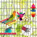 Bird Toys for Conures with Colorful Ladder Hammock Bird Cage Accerious Bird Perch Stand Chewing Toys Hanging Bell for Parrot Parakeet Cockatiel Lovebirds