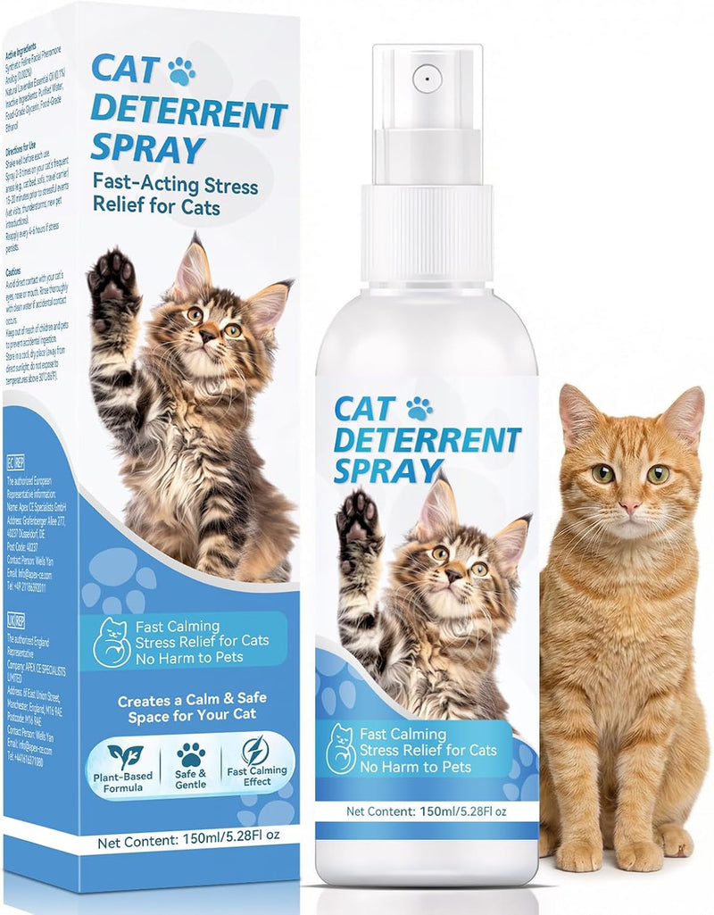 Cat Deterrent Spray for Furniture and Carpets, Cat Repellent Spray for Indoor and Outdoor Use, Plant-Based Pet Scratch D