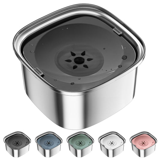 UPSKY 3L Dog Water Bowl 101oz Stainless Steel No Spill Large Capacity Dog Food Water Bowl Slow Water Feeder, Spill Proof Pet Water Dispenser Vehicle Carried Travel Water Bowl