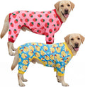 XPUDAC 2 Pack Dog Pajamas for Large Breeds, Soft Warm Dog Pjs Onesie 4-Way Stretch Pet Outfit Lightweight Pet Clothes Bo