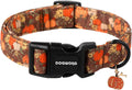 DOGWONG Fall Pumpkin Dog Collar- Design Fall Holiday Dog Collars Adjustable Halloween Pumpkin Sunflower Dog Collar for S