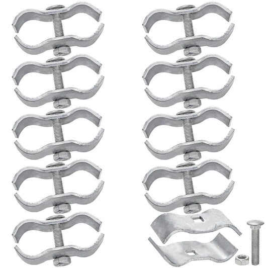 WRINGKIT 10 Pack Dog Kennel Clamps, 1-3/8" Chain Link Fence Panel Clamps, Galvanized Pipe Panel Frames, Chain Link Fence Hardware for Temporary Dog Kennels, Chicken Coops, Metal Cage