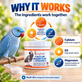 UnRuffledRx™ Bird Calcium Plus with Magnesium and D3, Dissolves Clear and Tasteless in Water, Supports Bone, Muscle, Feather and Egg Health, 45 Servings, Made in FDA-Registered USA Facility