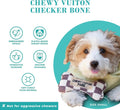 Haute Diggity Dog Chewy Vuiton Bone Plush Squeaky Dog Toy, Soft Durable Designer-Inspired Stuffed Puppy Chew Toys for Small & Medium Dogs, Machine-Washable (Tan Checker) Small