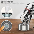 Feedoo 1Gallon No Spill Water Bowl for Dogs, Double-Wall Stainless Steel with Splash-Proof Paws Lid and Floating Disk, Non-Slip Base, Easy to Clean Slow Water Feeder for Large Medium Dogs