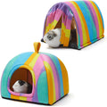 Guinea Pig Hideout Soft Large Bed Tunnel with Door Curtain 2 Pack Guinea Pig Toys Set Bunny Bed Cage Accessories for Sma