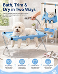 Dog Bath Holder for Small Dogs, Foldable Dog Grooming Hammock Stand，Blue