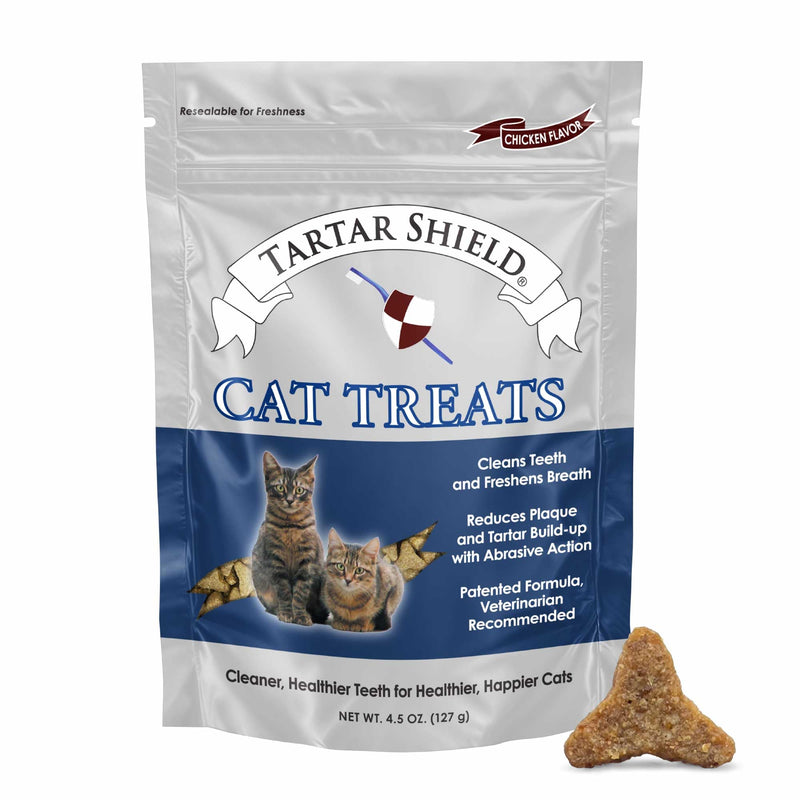 Tartar Shield® Cat Treats | Daily Dental Treats | Cleans Teeth & Gums Fresh Breath Natural Oral Health Support | Wholesome & All-Natural Bites | USA Made | Tasty Chicken Flavor