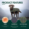 Kuoser Waterproof Dog Coat, Warm Reversible Dog Jacket with Leash Hole