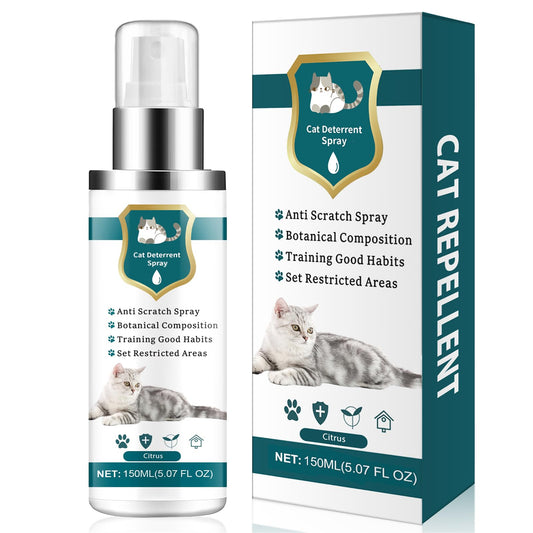 Advanced Cat Deterrent Spray, Natural Formula Cat Repellent Indoor and Outdoor, Strengthened Cat Scratch Deterrent for Furniture, Sofas, Rugs, Curtain Protection, Stop Cats from Urinating (Green)