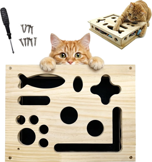 2026 NEW Cat Nail File Scratcher, Cat Scratch Puzzle Enrichment Box with Sandpaper for Cat Claw Care, Stress-Free Trimmi