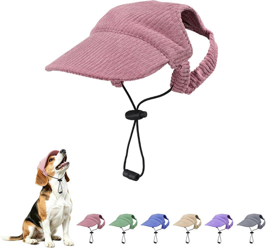 Dog Sun Hat with Ear Openings, Dog Baseball Cap with Anti-Slip Strap, Sun Protection Summer Beach Visor Hat for Dogs and
