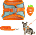 Bunny Harness and Leash Set Double Buckle | Soft Rabbit Harnesses with Carrot | Adjustable Reflective Strips Jacket Esca