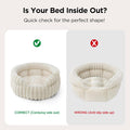 Bedsure ComfyFleece™ Cat Bed, Washable Round Cute Pet Beds for Indoor Cats, Super Soft Corduroy Kitten Bed with Anti-Slip Bottom, 20''x20''x8'', Cream
