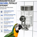 Glass Bird Water Feeder with Magnetic Holder – No Drip Cage Water Dispenser for Small Parrots & Birds, Automatic Drinkin