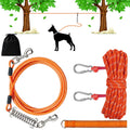 Dog Runner Trolley Cable: 50FT Heavy Duty Zipline for Yard & Camping with 10Ft Tie-Out & Shock Spring - Up to 200LBS