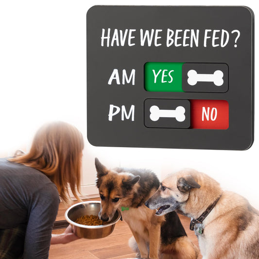 Dog Feeding Reminder - Dog Feeding Chart with Have We Been Fed AM/PM Tracker, Magnets Fed Sign with Pet Tracker for Fridge, Prevent Overfeeding