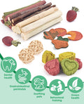 ERKOON 33PCS Bunny Chew Toys for Rabbits Teeth, Natural Rabbit Toys Apple Wood Sticks, Carrot, Timothy Grass Treats for 