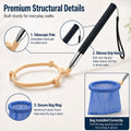 Pooper Scooper for Dogs, Hands-Free Pet Waste Pickup Tool, Foldable 8 Inch Design with 32 Inch Extendable Handle, Stainl