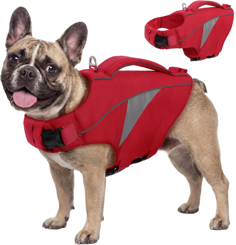 Queenmore Small Dog Life Jacket, Adjustable Dog Life Vest for Small and Medium Dogs with High Buoyancy, Lightweight Dogs