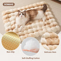 SOMAHE Cat Bed, Plush Faux Fur Kneading Flat Mat - Machine Washable Fluffy Pet Bed for Indoor Cats, Non-Slip Small Kitten Bed, Therapeutic Knead Cat Mat for Couch & Window Sill, 23"×15" Inch,Camel