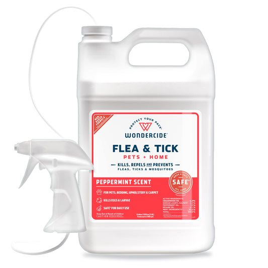 Wondercide - Flea, Tick & Mosquito Spray for Dogs, Cats, and Home - Flea and Tick Killer, Control, Prevention, Treatment - with Natural Essential Oils - Pet and Family Safe - Peppermint 128 oz