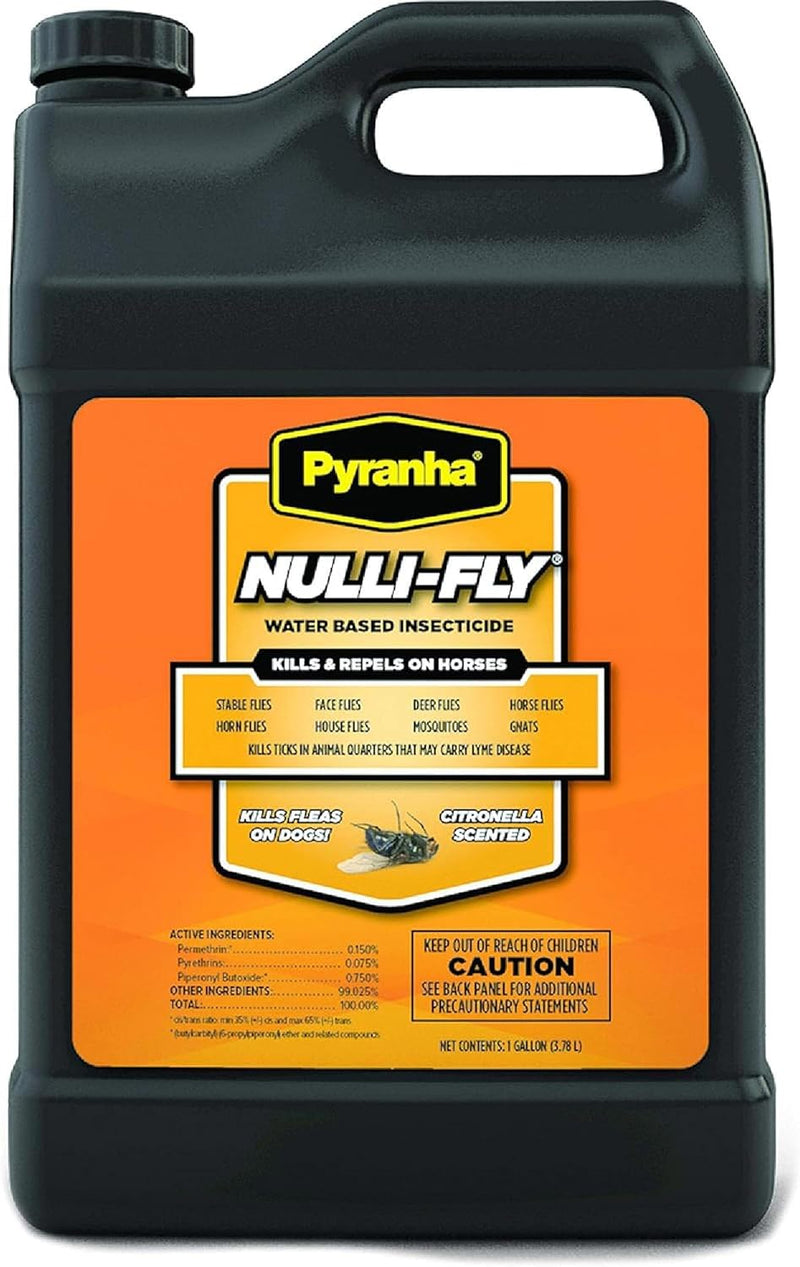 PYRANHA Nulli-Fly Horse Fly Spray – Water-Based Formula for Sensitive Skin, Kills and Repels Flies, Gnats, Lice, Ticks, 