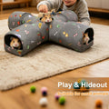 4-Way Guinea Pig Tunnel and Tubes, Collapsible Bunny Tunnels for Rabbits & Dwarf Hamster, Interactive Small Animal Tubes
