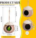 Suzile 3 Pcs Natural Coconut Bird Nest for Cage Hanging Birds House Parakeet Hide Breeding Hut Bird Cage Habitats Decor for Parrot, Cockatiel, Lovebird, Finch, Squirrel, Hamster