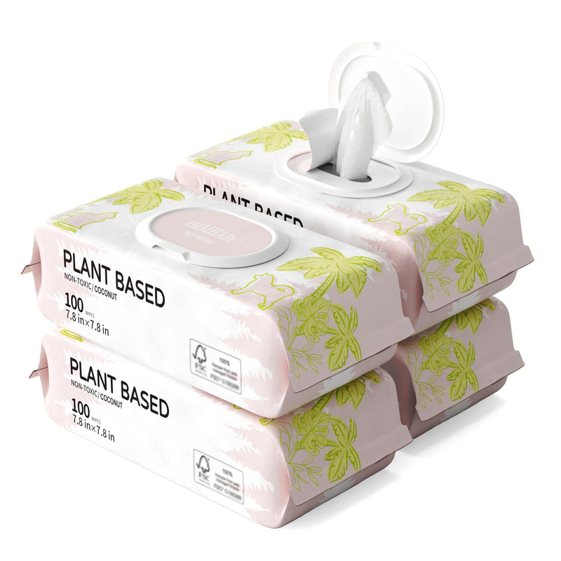 IMMHABI 400 Count Lick-Safe Dog Wipes, Coconut Plant-Based Hypoallergenic Dog Wipes for Paws, Butt, and Anal Gland Care, Cleansing & Deodorizing for Puppies