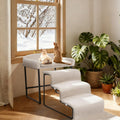 Dog Window Perch with Removable Stairs, Cat Window Seat with Cushioned Platform, Non-Slip Bedside Foam Pet Bed for Cats 