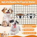 6 Pack Hanging Dog Kennel Bowls, No Spill Crate Water Bowl Food Feeder for Cage Removable Coop Cup with Hook Holder for 