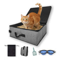 VeluXanipyr Travel Litter Box for Cats with Lid,Foldable Portable Litter Box with Silicone Folding Pet Bowl Cat Litter Scoop and Storage Bag,Easy Carrier for Car Travel,Hotel (Gray)