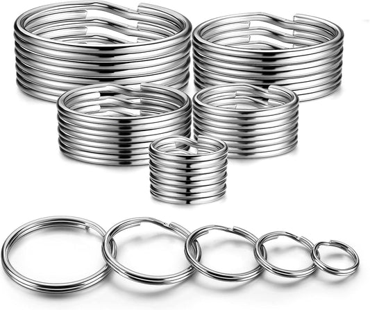 YHYZ Split Key ring Assorted, 5 Sizes (1/2 inch, 3/4 inch,1 inch, 1.25 inch, 1.38 inch), for Dog Pet Collar DIY Tag Jewelry