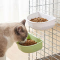 2PCS Pet Carrier Feeder, Hanging Pet Bowl Plastic Cage Cups, White Green
