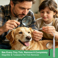 Tick Removal Tool Kit for Humans, Dogs & Cats, 13-in-1 Stainless Steel Tick Remover with Tweezers, Comb & Magnifying Gla