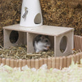 Hamster Peep Tunnel, 2-Chamber Wooden Hamster Hideout, Water-Resistant Platform for Dwarf Hamsters and Small Pets, 8.3" 