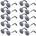 10 Pieces Cat Dog Sunglasses Funny Pet Glasses Round Metal Small Classic Retro Sunglasses Pet Hippie Cute Dog Cat Cosplay Party Costume Photo Props Cosplay Glasses(Grey)