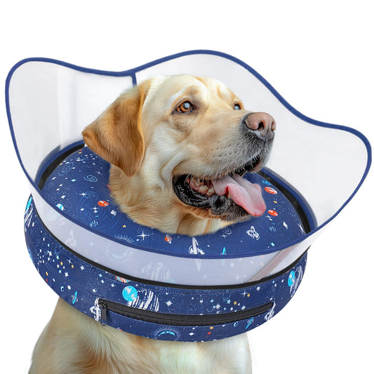 Toptakeit Elevated Inflatable Dog Cone Collar to Stop Licking, Dog Donut Collar After Surgery, Soft Pet Cone Alternative for Small Medium Large Dogs