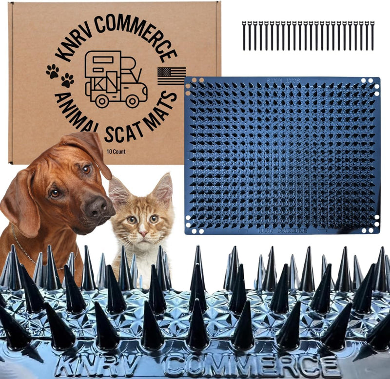 KNRV Commerce Scat Mats for Dogs & Cats - 10 Pack | Pet Repellent Mats | Keep Dogs Off Couch & Furniture | Keep Off Countertops | Scat Mat for Cats | Deterrent for Pets