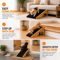 Wooden Dog Ramp for Stairs, Extra Wide 16.9" Pet Ramp with Arch Support Design and Anti-Slip Carpet Surface, Low Angle R