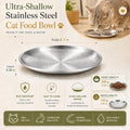 4 Pack Stainless Steel Shallow Cat Bowls，Whisker Safe Cat Plates