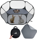 Pawaboo Small Animals Playpen with Pad, Black/Gray