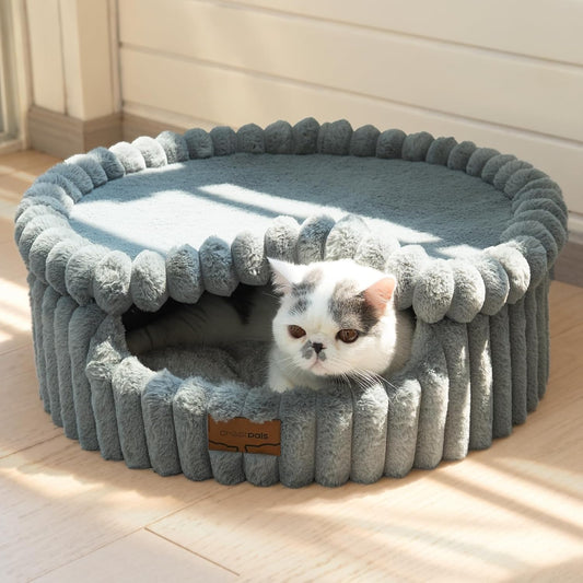 CHEERPALS Cloud Cat Cave Bed for Indoor Cats Hooded Bed with Zipper