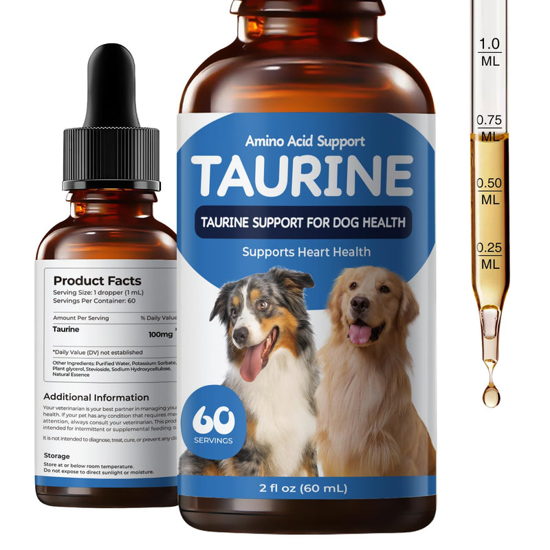 Homibabis Taurine Liquid Supplement for Dogs, Daily Amino Acid Drops Supporting Heart & Muscle Function, Energy Balance & Physical Stability, 60 ml