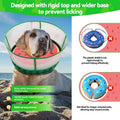 Upgraded Inflatable Dog Cone Collar with Transparent Anti-Licking Shield, Adjustable Elizabethan Collar for Medium Large Dogs, 2-in-1 Design with Detachable Shield and Soft Padding (L, Watermelon)