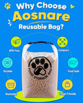 Aosnare Pet Food Storage Bag for Travel - Transparent Leak-Proof Dog Food Container with Roll-Top Closure, Keeps Kibble Fresh for Camping Trip, Dog Boarding, Weekend Getaways (14 Cups)