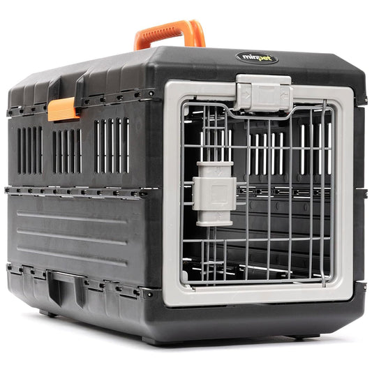 Mirapet Pet Carrier & Crate, 21.5"L x 12"W x 14"H - Collapsible for Small Cats and Dogs, Portable Hard Plastic Wall Kennel for Indoor/Outdoor Use