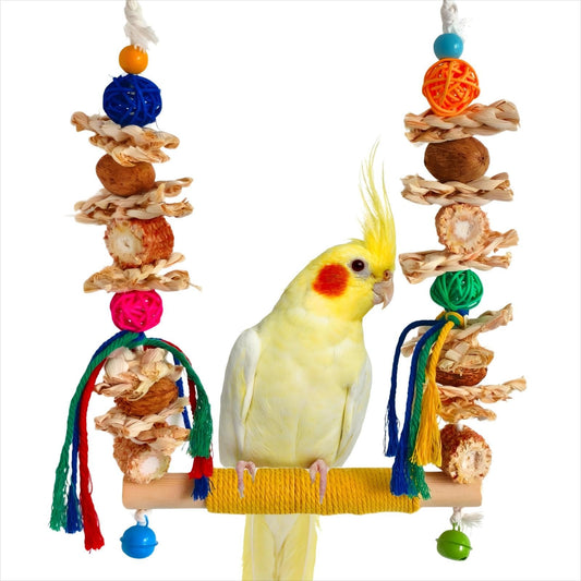 XLpeixin Bird Swings Toys for Parakeets Parrot,Natural Bird Perch Cage Hanging Chew Toys for Conures Budgerigars Finches Parrots Lovebirds and Small Medium Birds
